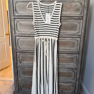 Zara Blue and White Striped Maxi Dress